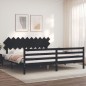 Giroletto con Testiera Nero 200x200 cm in Legno Massello Giroletto con Testiera Nero 200x200 cm in Legno Massello