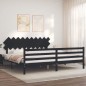 Giroletto con Testiera Nero 200x200 cm in Legno Massello Giroletto con Testiera Nero 200x200 cm in Legno Massello