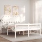 Giroletto con Testiera Bianco 160x200 cm Legno Massello Giroletto con Testiera Bianco 160x200 cm Legno Massello