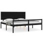 Giroletto con Testiera Nero 6FT Super King in Legno Massello Giroletto con Testiera Nero 6FT Super King in Legno Massello