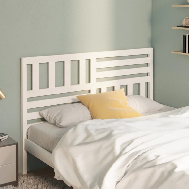 Testiera per Letto Bianca 126x4x100cm in Legno Massello di Pino Testiera per Letto Bianca 126x4x100cm in Legno Massello di Pino