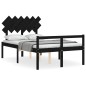 Giroletto con Testiera Nero 4FT Small Double in Legno Massello