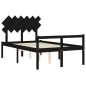 Giroletto con Testiera Nero 4FT Small Double in Legno Massello