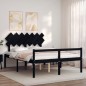 Giroletto con Testiera Nero 140x190 cm in Legno Massello Giroletto con Testiera Nero 140x190 cm in Legno Massello