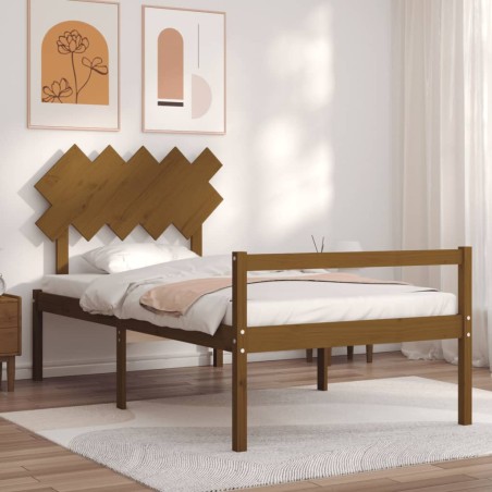 Giroletto con Testiera Miele 100x200 cm in Legno Massello