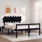 Giroletto con Testiera Nero 140x200 cm in Legno Massello Giroletto con Testiera Nero 140x200 cm in Legno Massello