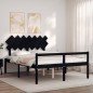Giroletto con Testiera Nero 140x200 cm in Legno Massello Giroletto con Testiera Nero 140x200 cm in Legno Massello