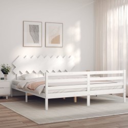 Giroletto con Testiera Bianco 6FT Super King in Legno Massello