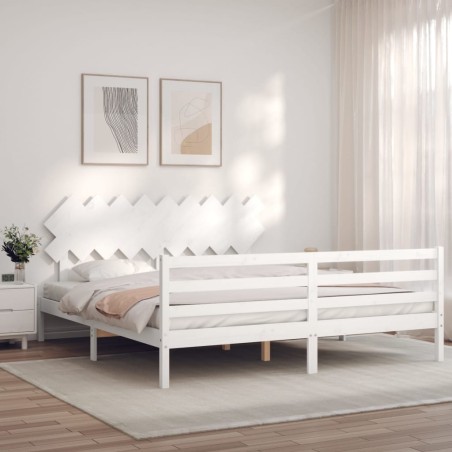 Giroletto con Testiera Bianco 6FT Super King in Legno Massello