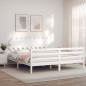 Giroletto con Testiera Bianco 6FT Super King in Legno Massello Giroletto con Testiera Bianco 6FT Super King in Legno Massello