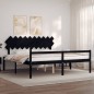 Giroletto con Testiera Nero 200x200 cm in Legno Massello Giroletto con Testiera Nero 200x200 cm in Legno Massello