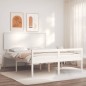 Giroletto con Testiera Bianco 160x200 cm Legno Massello Giroletto con Testiera Bianco 160x200 cm Legno Massello