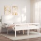 Giroletto con Testiera Bianco 160x200 cm Legno Massello Giroletto con Testiera Bianco 160x200 cm Legno Massello