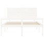 Giroletto con Testiera Bianco 160x200 cm Legno Massello Giroletto con Testiera Bianco 160x200 cm Legno Massello