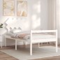 Giroletto con Testiera Bianco 90x200 cm in Legno Massello Giroletto con Testiera Bianco 90x200 cm in Legno Massello