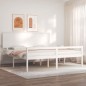Giroletto con Testiera Bianco 200x200 cm in Legno Massello Giroletto con Testiera Bianco 200x200 cm in Legno Massello