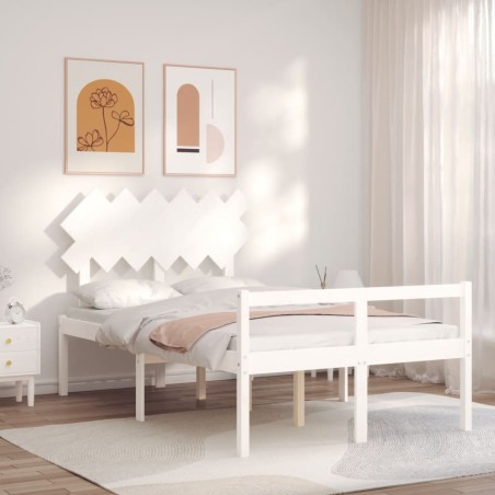 Giroletto con Testiera Bianco 120x200 cm in Legno Massello