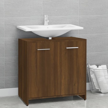 vidaXL Armadietto Bagno Rovere Marrone 60x33x60cm Legno Ingegnerizzato