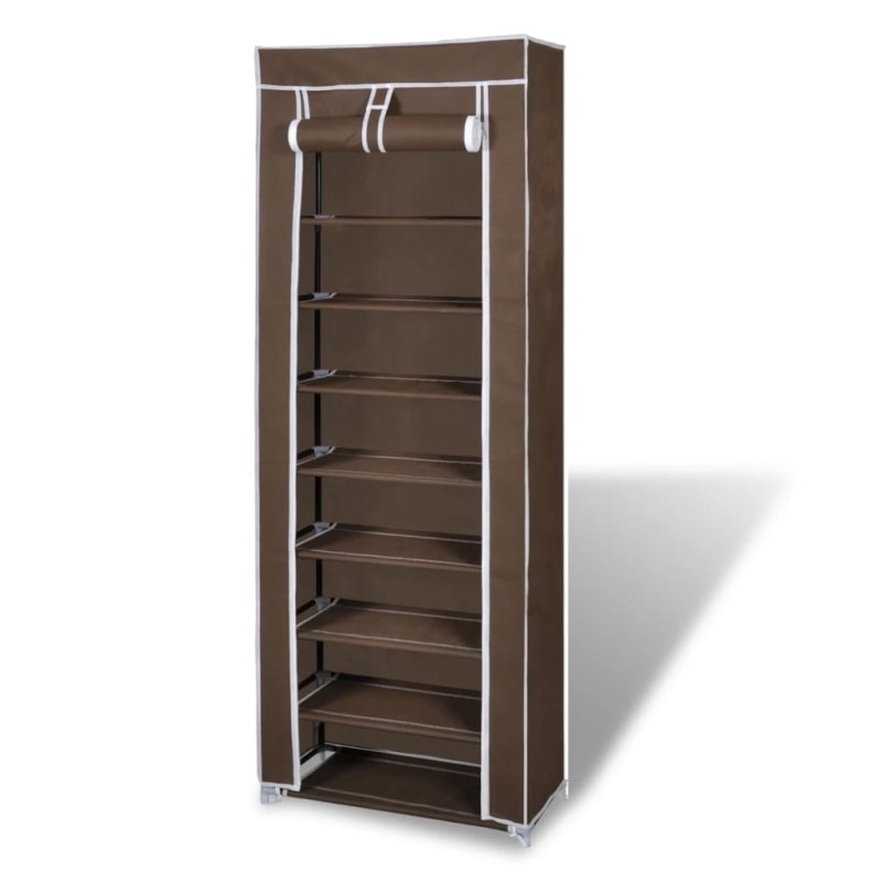 Scarpiera in Tessuto Richiudibile 57 x 29 x 162 cm Marrone Scarpiera in Tessuto Richiudibile 57 x 29 x 162 cm Marrone