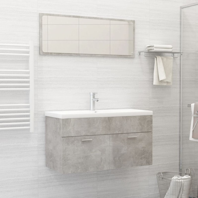 Set Mobili da Bagno 2 pz Grigio Cemento in Truciolato Set Mobili da Bagno 2 pz Grigio Cemento in Truciolato