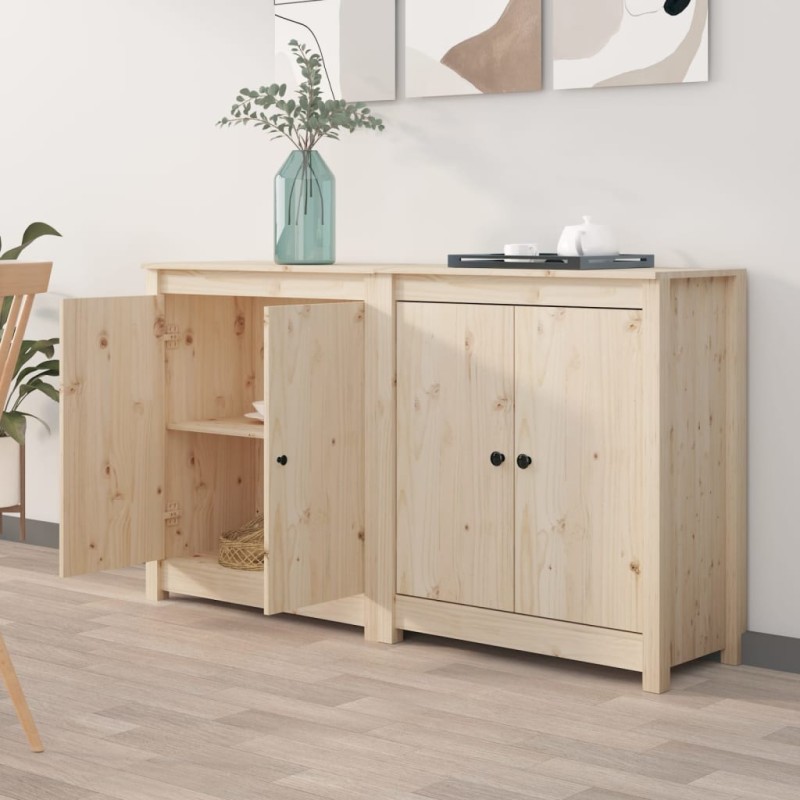 Credenze 2 pz 70x35x80 cm in Legno Massello di Pino Credenze 2 pz 70x35x80 cm in Legno Massello di Pino