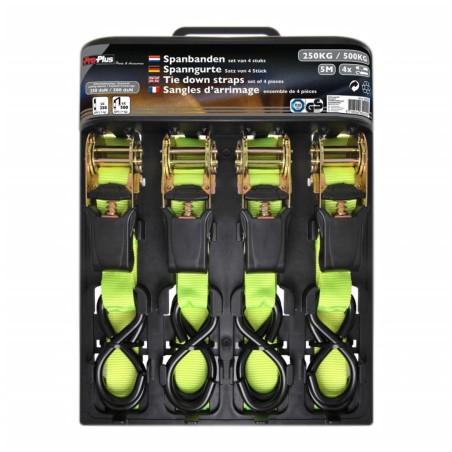 ProPlus Cinghia di Fissaggio con Cricchetto 2 Ganci Set 4 pz 5m 320205