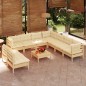 Set Divani da Giardino 10 pz con Cuscini Crema Massello di Pino Set Divani da Giardino 10 pz con Cuscini Crema Massello di Pino
