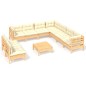 Set Divani da Giardino 10 pz con Cuscini Crema Massello di Pino Set Divani da Giardino 10 pz con Cuscini Crema Massello di Pino