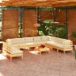 Set Divani da Giardino 11 pz con Cuscini Crema Massello di Pino Set Divani da Giardino 11 pz con Cuscini Crema Massello di Pino