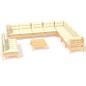 Set Divani da Giardino 11 pz con Cuscini Crema Massello di Pino Set Divani da Giardino 11 pz con Cuscini Crema Massello di Pino