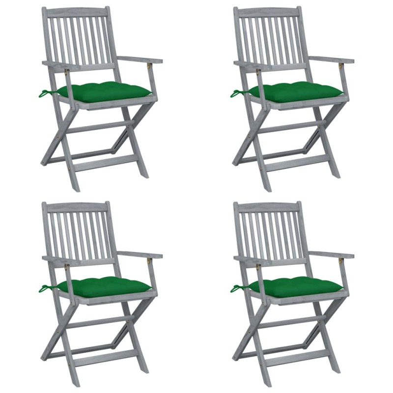 Sedie da Giardino Pieghevoli 4pz con Cuscini in Massello Acacia Sedie da Giardino Pieghevoli 4pz con Cuscini in Massello Acacia