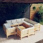 Set Divani da Giardino 12 pz con Cuscini Crema Massello di Pino Set Divani da Giardino 12 pz con Cuscini Crema Massello di Pino