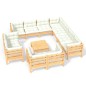 Set Divani da Giardino 12 pz con Cuscini Crema Massello di Pino Set Divani da Giardino 12 pz con Cuscini Crema Massello di Pino