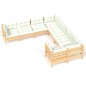 Set Divani da Giardino 8 pz con Cuscini Crema Massello di Pino Set Divani da Giardino 8 pz con Cuscini Crema Massello di Pino