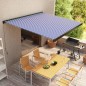 Tenda a Cassonetto Manuale 300x250 cm Blu e Bianca Tenda a Cassonetto Manuale 300x250 cm Blu e Bianca