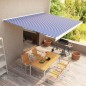 Tenda a Cassonetto Manuale 400x300 cm Blu e Bianca Tenda a Cassonetto Manuale 400x300 cm Blu e Bianca
