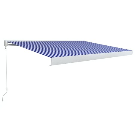Tenda a Cassonetto Manuale 450x300 cm Blu e Bianca