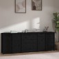 Credenza Nera 230x35x80 cm in Legno Massello di Pino Credenza Nera 230x35x80 cm in Legno Massello di Pino