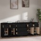 Credenza Nera 230x35x80 cm in Legno Massello di Pino Credenza Nera 230x35x80 cm in Legno Massello di Pino