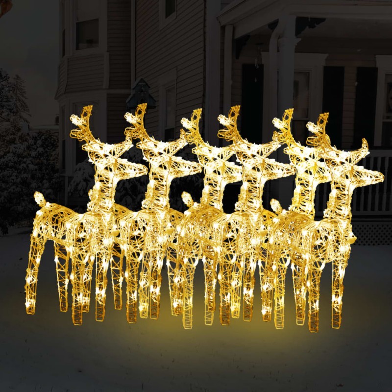 Renne di Natale 6 pz Bianco Caldo 240 LED in Acrilico Renne di Natale 6 pz Bianco Caldo 240 LED in Acrilico