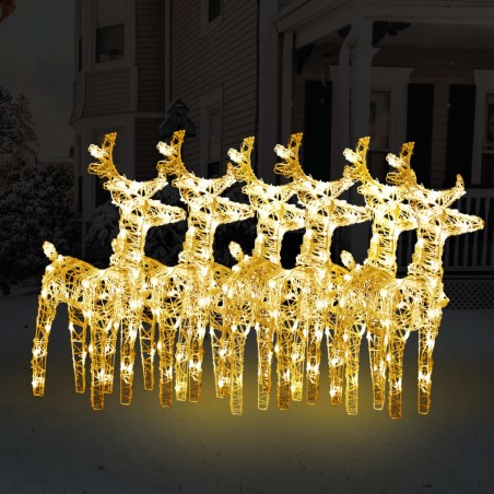 Renne di Natale 6 pz Bianco Caldo 240 LED in Acrilico