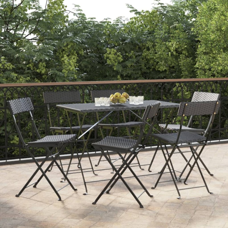 vidaXL Sedie Pieghevoli da Bistrò 6 pz Nere Polyrattan e Acciaio vidaXL Sedie Pieghevoli da Bistrò 6 pz Nere Polyrattan e Acciaio