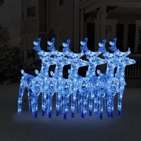 Renne di Natale 6 pz Blu 240 LED in Acrilico