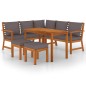 Set da Pranzo da Giardino 6pz con Cuscini Legno Massello Acacia Set da Pranzo da Giardino 6pz con Cuscini Legno Massello Acacia