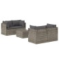 Set Divani da Giardino 5 pz con Cuscini in Polyrattan Grigio Set Divani da Giardino 5 pz con Cuscini in Polyrattan Grigio