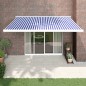 Tenda Sole Retrattile Blu e Bianca 4,5x3 m Tessuto e Alluminio Tenda Sole Retrattile Blu e Bianca 4,5x3 m Tessuto e Alluminio