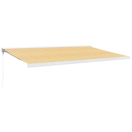 vidaXL Tenda Sole Retrattile Gialla e Bianca 5x3 m Tessuto e Alluminio