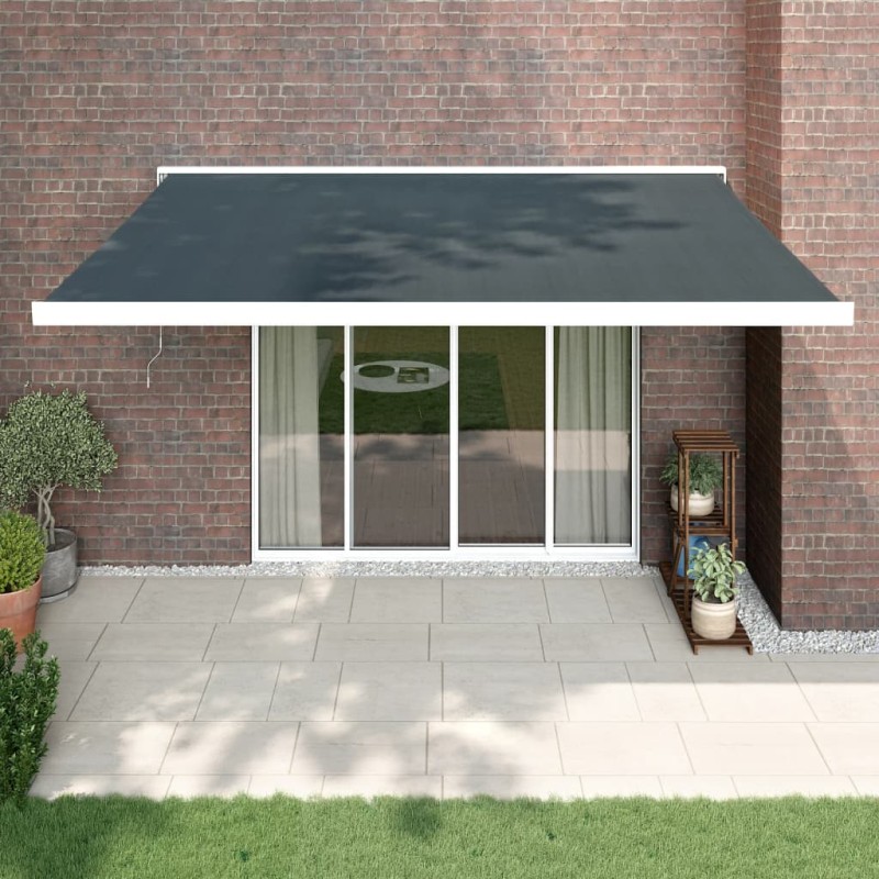 Tenda da Sole Retrattile Antracite 4,5x3 m Tessuto e Alluminio Tenda da Sole Retrattile Antracite 4,5x3 m Tessuto e Alluminio