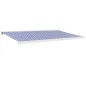 Tenda da Sole Retrattile Blu e Bianca 5x3 m Tessuto e Alluminio Tenda da Sole Retrattile Blu e Bianca 5x3 m Tessuto e Alluminio