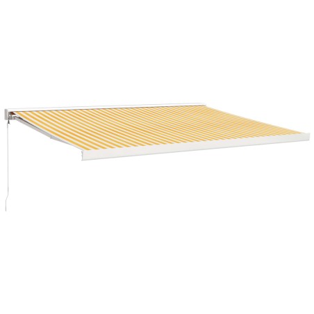 Tenda Sole Retrattile Gialla e Bianca 4x3 m Tessuto e Alluminio